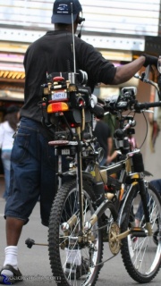 Tricked out bicycle: Now this is one trick ride. Check out the accessories... Tricked out bicycle: Now this is one trick ride. Check out the accessories...